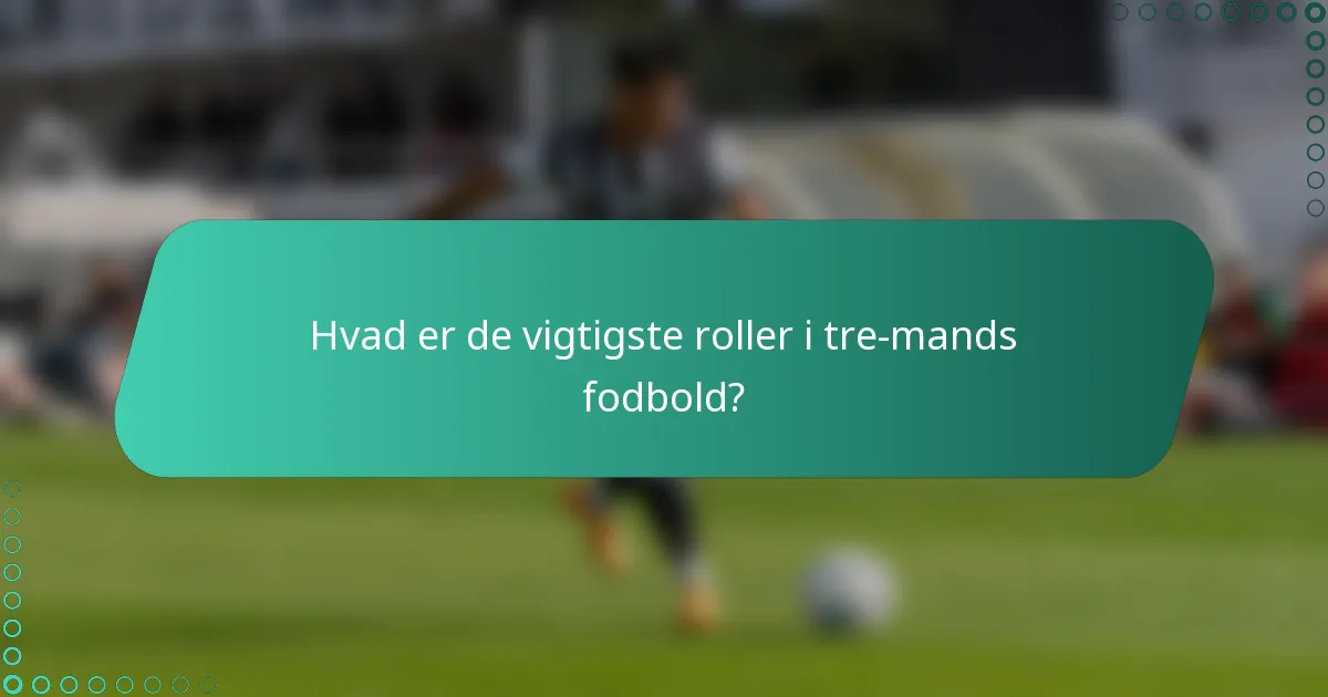 Hvad er de vigtigste roller i tre-mands fodbold?