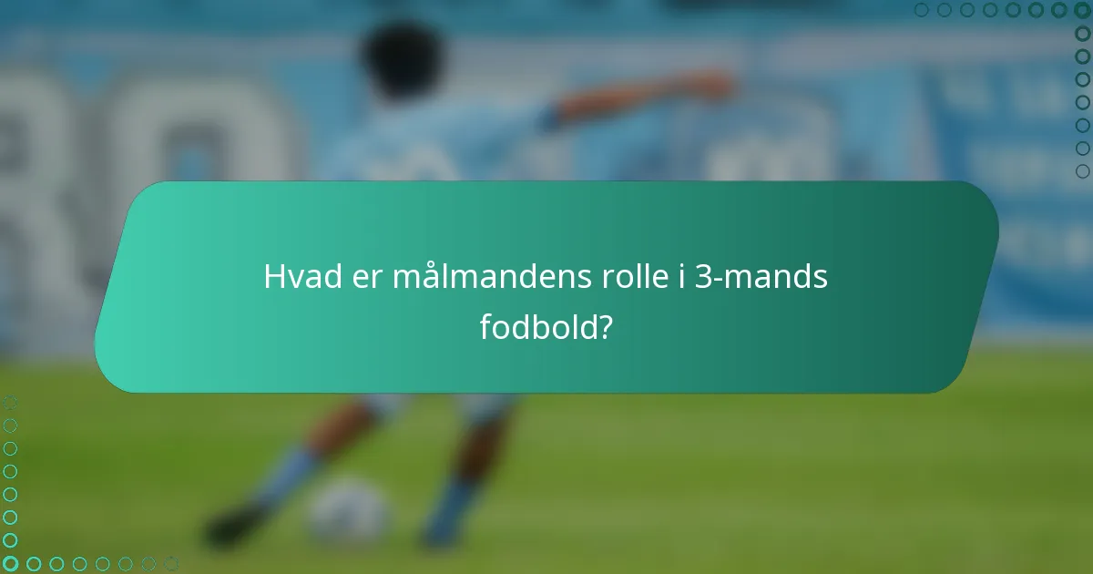 Hvad er målmandens rolle i 3-mands fodbold?